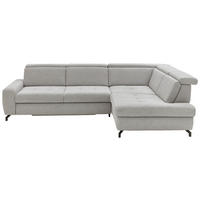 ECKSOFA Hellgrau Chenille  - Hellgrau/Schwarz, Design, Textil/Metall (310/220cm) - Beldomo Style