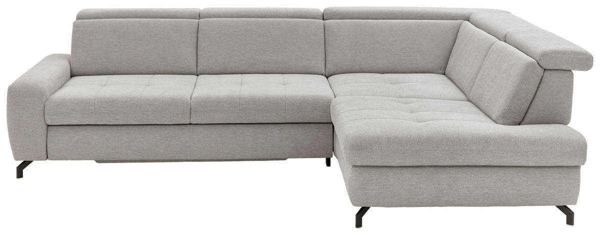 ECKSOFA Hellgrau Chenille  - Hellgrau/Schwarz, Design, Textil/Metall (310/220cm) - Beldomo Style