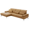 ECKSOFA  in Echtleder Hellbraun  193/328 cm  - Hellbraun/Schwarz, Design, Leder/Metall (193/328cm) - Dieter Knoll