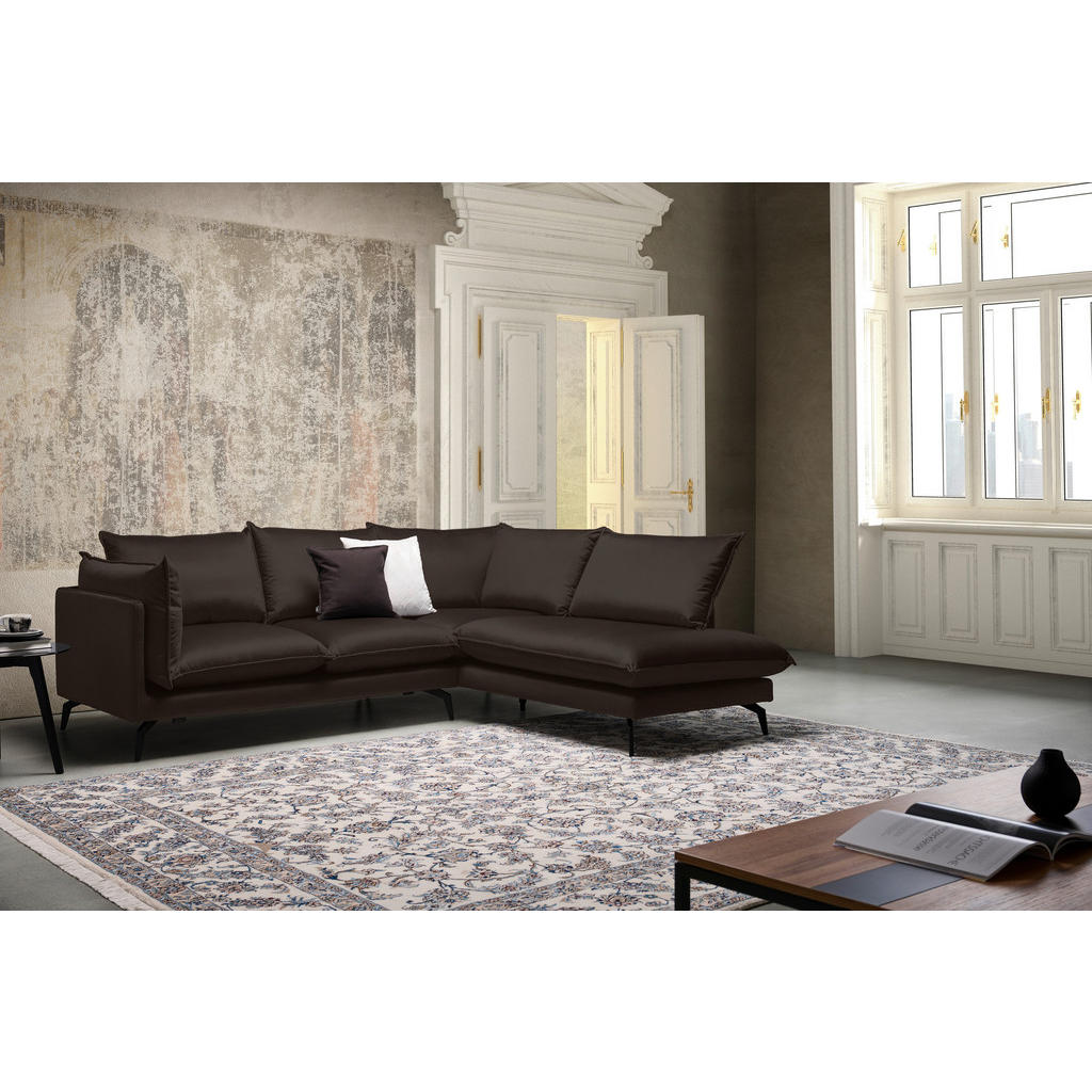 Thumbnail - Carryhome Ecksofa, Dunkelbraun, Textil, 5-Sitzer, Füllung: Schaumstoff, Silikon, Ottomane rechts, L-Form, 241x200 cm, Ma...