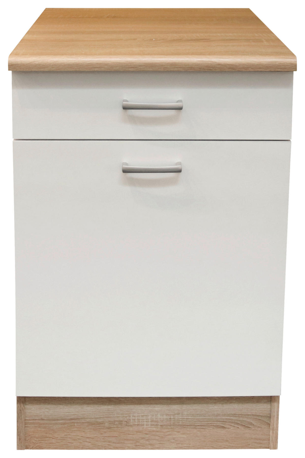 KÜCHENUNTERSCHRANK 50/90/60 cm  in Weiß, Sonoma Eiche  - Silberfarben/Weiß, Basics, Holzwerkstoff/Kunststoff (50/90/60cm) - MID.YOU