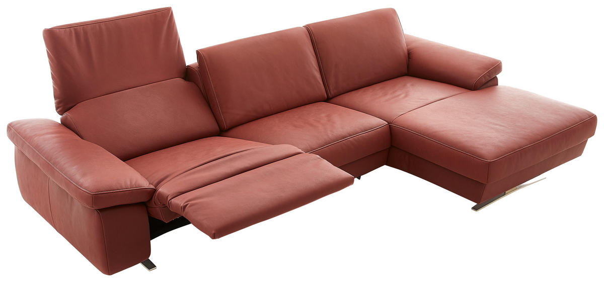 ECKSOFA Rot Echtleder  - Beige/Rot, Design, Leder/Metall (287/174cm) - Koinor