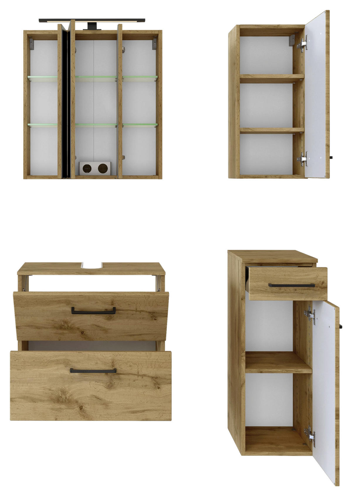 BADEZIMMER  in 90 cm  - Eichefarben, MODERN, Holzwerkstoff (90cm) - Held