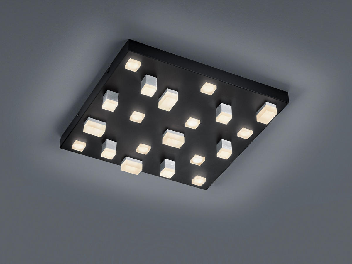 LED-DECKENLEUCHTE CIVETO 45/45/8,5 cm  - Schwarz/Weiß, Design, Kunststoff/Metall (45/45/8,5cm) - Trio Leuchten