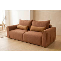 SCHLAFSOFA KIARA Bouclé Rostfarben  inkl.  - Rostfarben/Schwarz, Design, Kunststoff/Textil (235/100/100cm) - MID.YOU