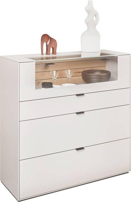 HIGHBOARD Weiß  121,9/121,5/45,2 cm  - Schwarz/Weiß, Design, Glas/Holz (121,9/121,5/45,2cm) - Dieter Knoll
