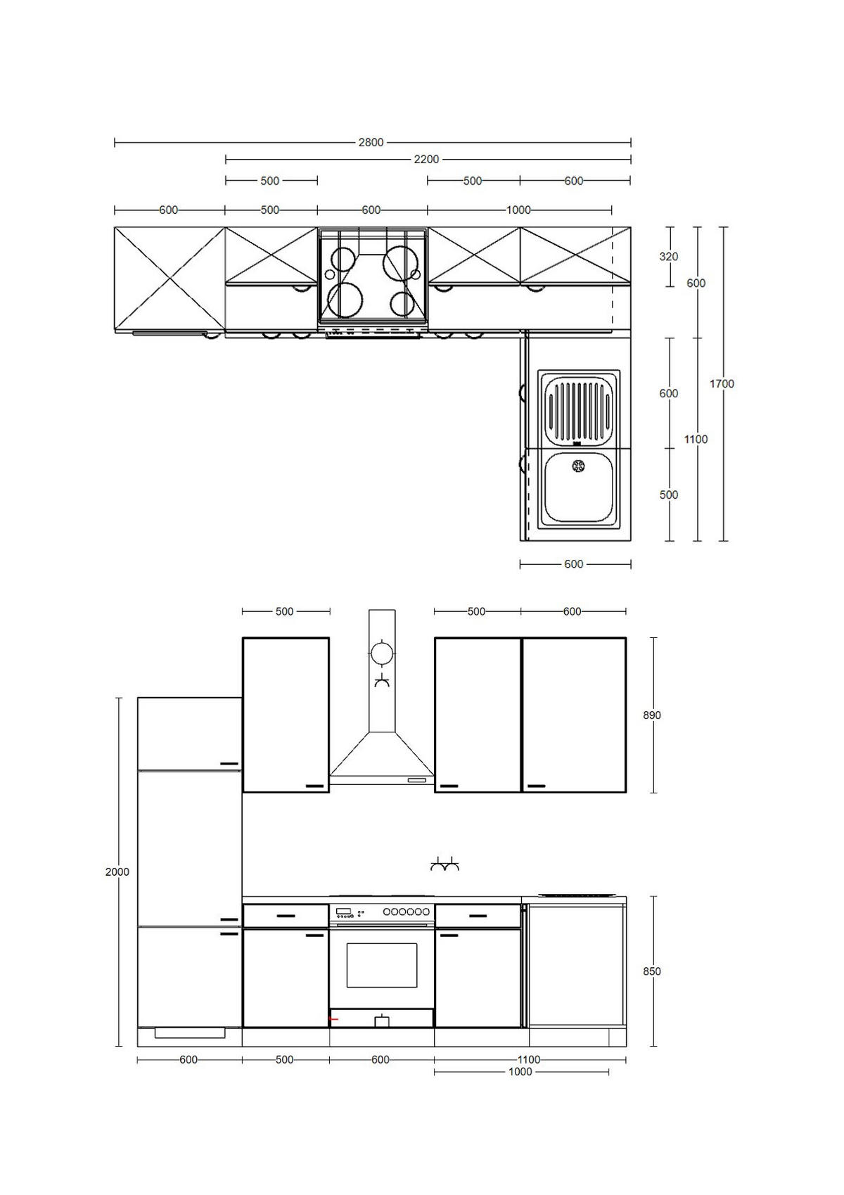 ECKKÜCHE 280/170 cm  in Weiß  - Edelstahlfarben/Hellgrau, MODERN, Holzwerkstoff/Kunststoff (280/170cm) - FlexWell