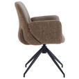 ARMLEHNSTUHL  Sitzfläche 360° drehbar, automatische Rückholfunktion Leinenoptik Echtleder  - Schwarz/Braun, Design, Leder/Textil (60/85/62cm) - Dieter Knoll
