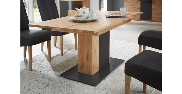 ESSTISCH in Holz 160-200/90/75,4 cm - Eichefarben/Anthrazit, Natur, Glas/Holz (160-200/90/75,4cm) - Waldwelt