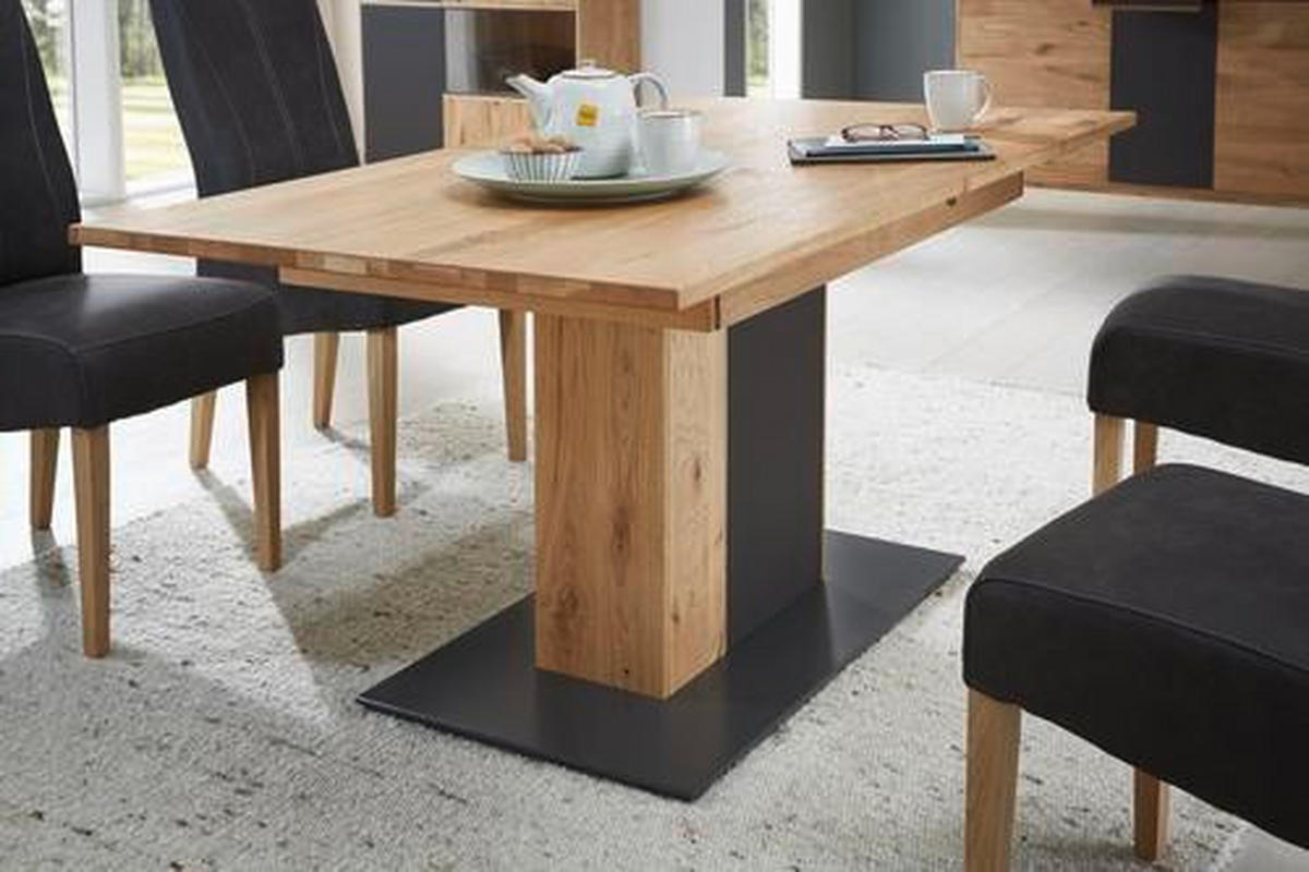 ESSTISCH in Holz 160-200/90/75,4 cm  - Eichefarben/Anthrazit, Natur, Glas/Holz (160-200/90/75,4cm) - Waldwelt