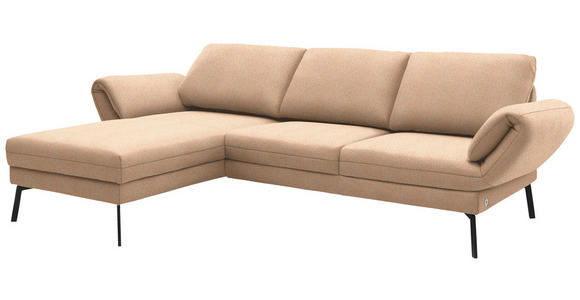 ECKSOFA  in Flachgewebe Lachsfarben  175-224/255-365 cm  - Schwarz/Lachsfarben, Design, Textil/Metall (175-224/255-365cm) - Dieter Knoll