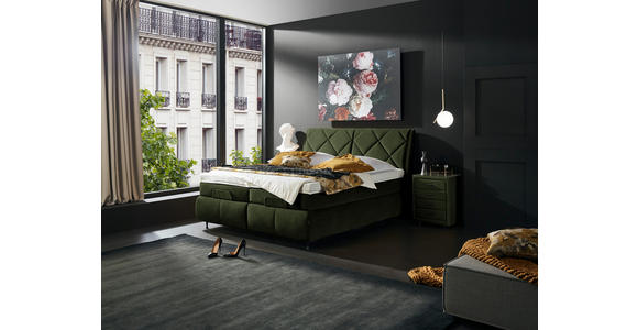 BOXSPRINGBETT 180/200 cm in Dunkelgrün - Dunkelgrün/Schwarz, KONVENTIONELL, Textil/Metall (180/200cm) - Dieter Knoll