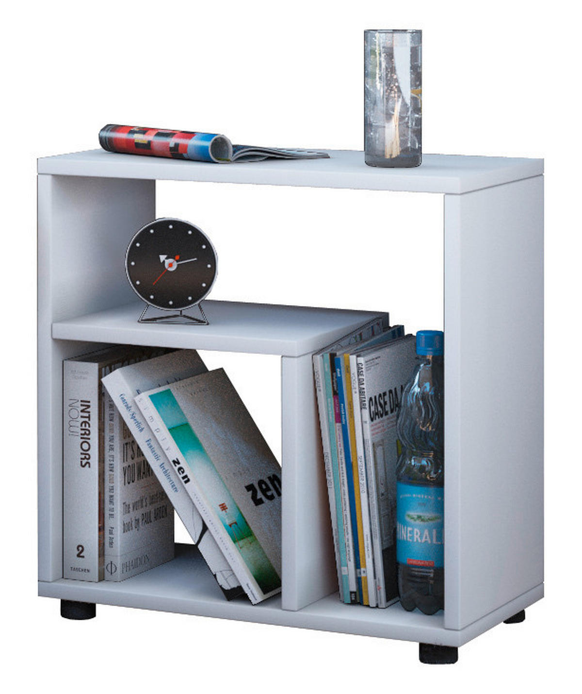 Beistelltisch in Weiß Holzwerkstoff 50/30/55 cm  - Weiss/Schwarz, Basics, Holzwerkstoff (50/30/55cm) - MID.YOU