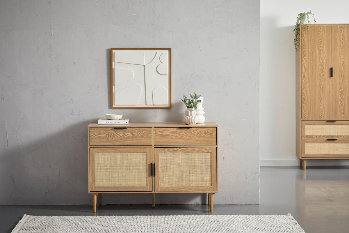 SIDEBOARD  in 120/80/39 cm  - Schwarz/Naturfarben, Natur, Holz/Holzwerkstoff (120/80/39cm) - MID.YOU