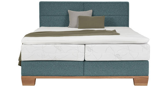 BOXSPRINGBETT 160/200 cm in Eichefarben, Petrol - Eichefarben/Petrol, Natur, Holz/Textil (160/200cm) - Valnatura