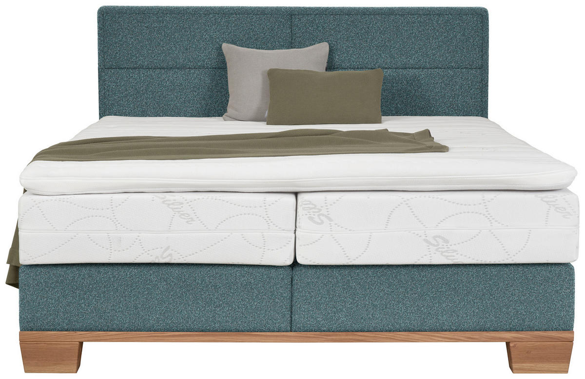 BOXSPRINGBETT 180/200 cm  in Eichefarben, Petrol  - Eichefarben/Petrol, Natur, Holz/Textil (180/200cm) - Valnatura
