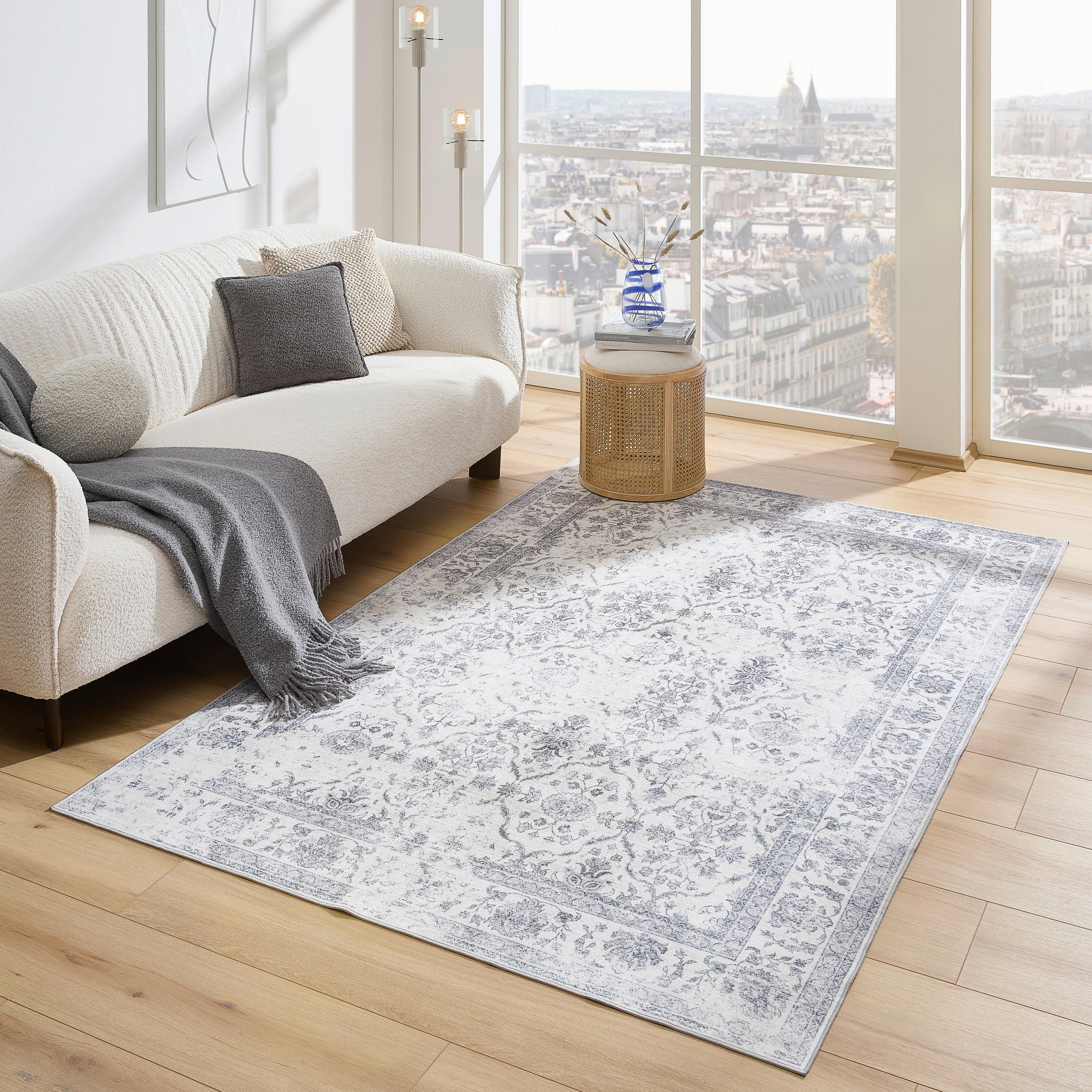 VINTAGE-TEPPICH 130/190 cm Grau - Grau, LIFESTYLE, Kunststoff/Textil (130/190cm) - Novel