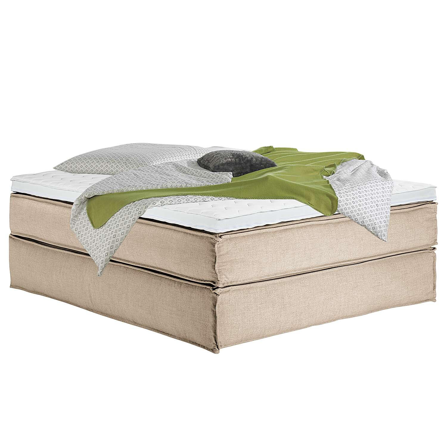 BOXSPRINGBETT 160/200 cm  in Beige  - Beige/Schwarz, Design, Textil (160/200cm) - home24