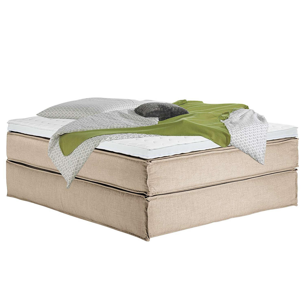 BOXSPRINGBETT 160/200 cm  in Beige  - Beige/Schwarz, Design, Textil (160/200cm) - home24