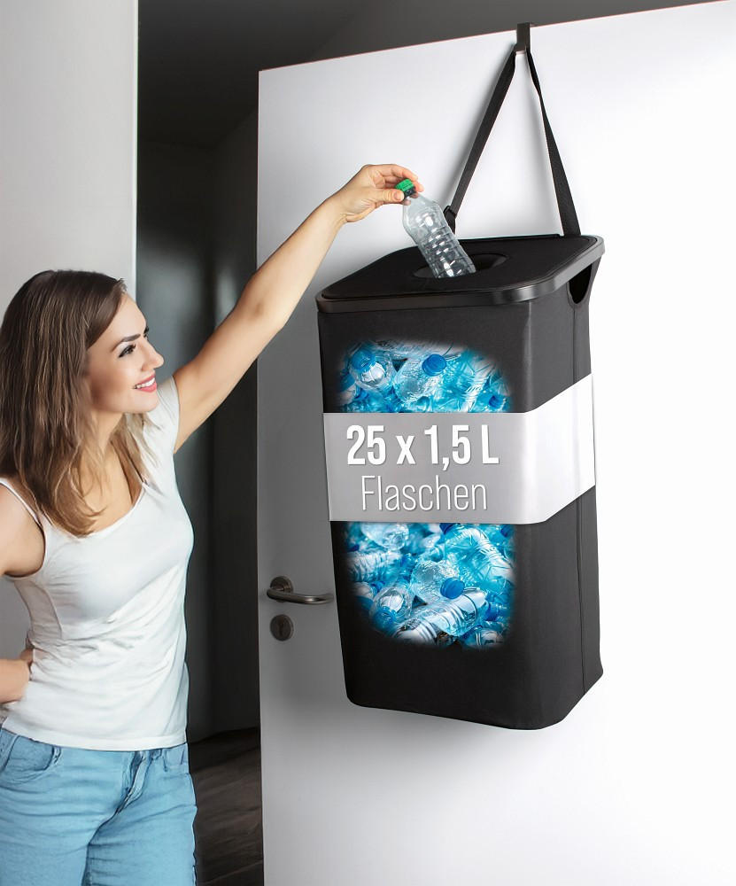 FLASCHENSAMMLER EASYmaxx  - Schwarz, Basics, Naturmaterialien/Kunststoff (40/32,5/72cm) - EASYMAXX