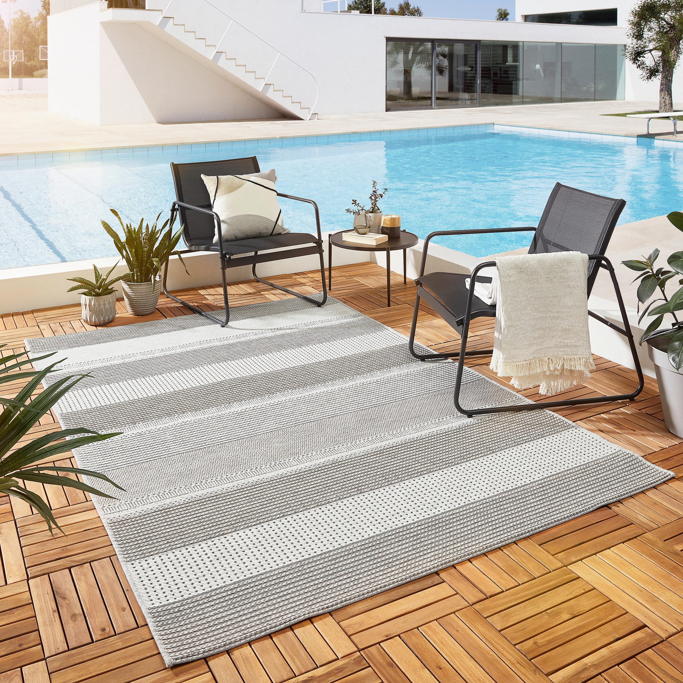 OUTDOORTEPPICH 160/230 cm Molde Anthrazit, Grau, Weiß  - Anthrazit/Weiß, Design, Textil (160/230cm) - Novel
