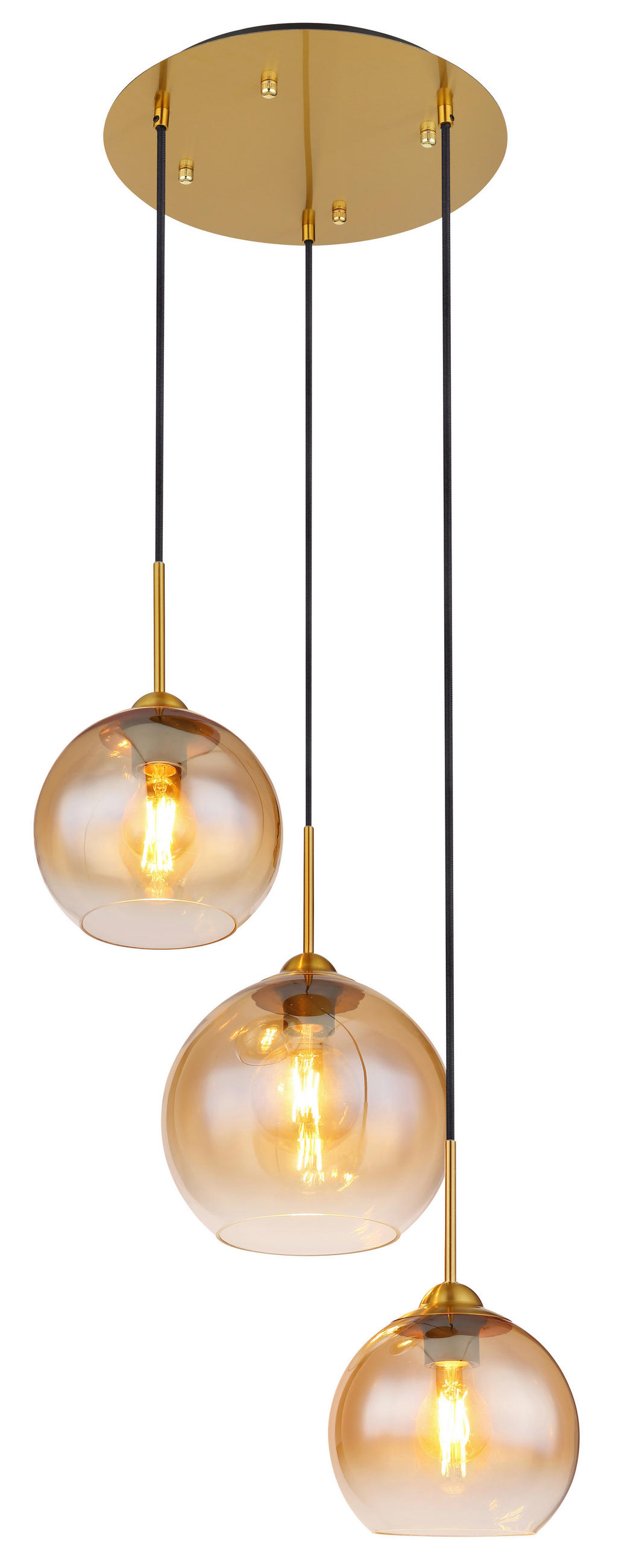 HÄNGELEUCHTE 43/150 cm   - Messingfarben, Design, Glas/Metall (43/150cm) - Globo