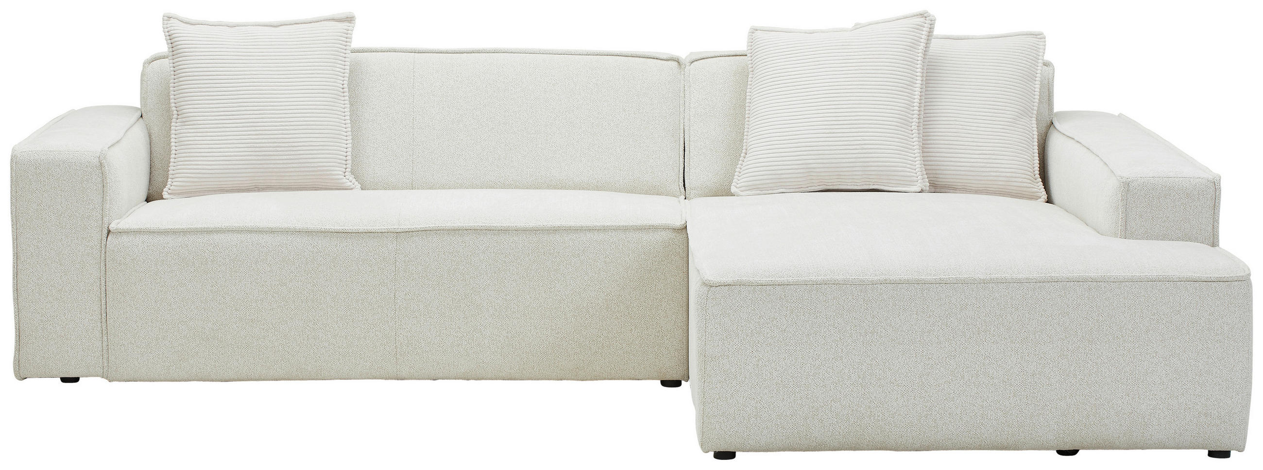 ECKSOFA Creme Chenille Zierkissen  - Creme/Schwarz, KONVENTIONELL, Kunststoff/Textil (280/188cm) - Carryhome
