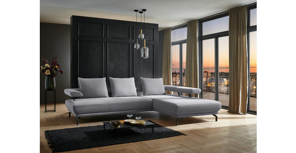 ECKSOFA in Chenille Grau  305/224 cm  - Schwarz/Grau, Design, Textil/Metall (305/224cm) - Dieter Knoll