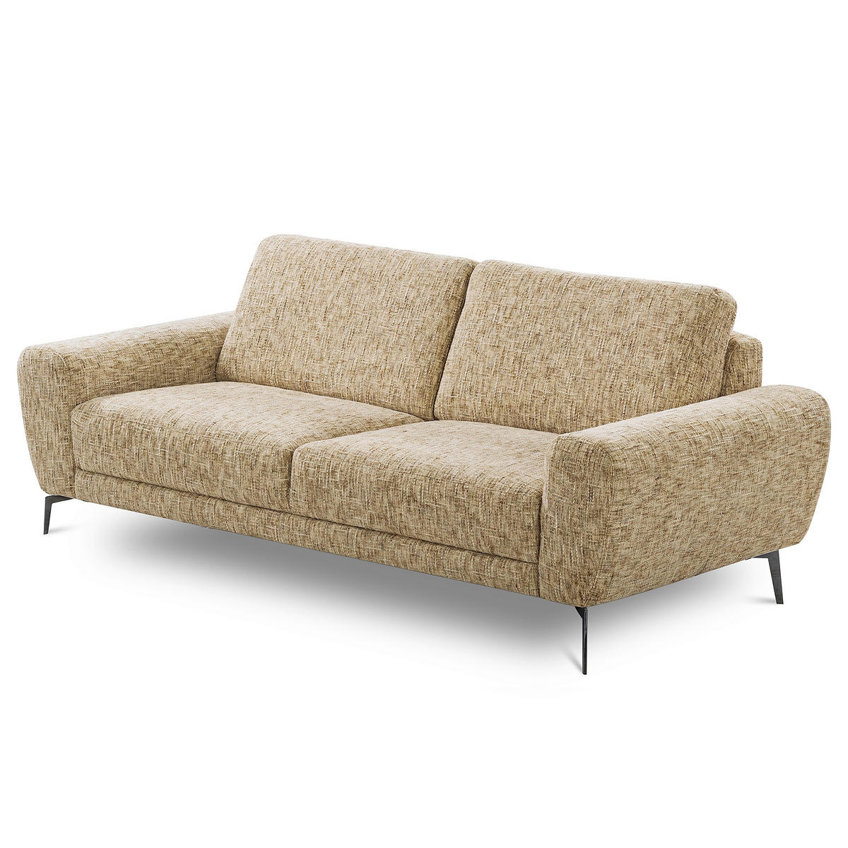 3-SITZER-SOFA Webstoff Hellbraun  - Hellbraun/Schwarz, Design, Textil/Metall (187/85/92cm) - Livetastic