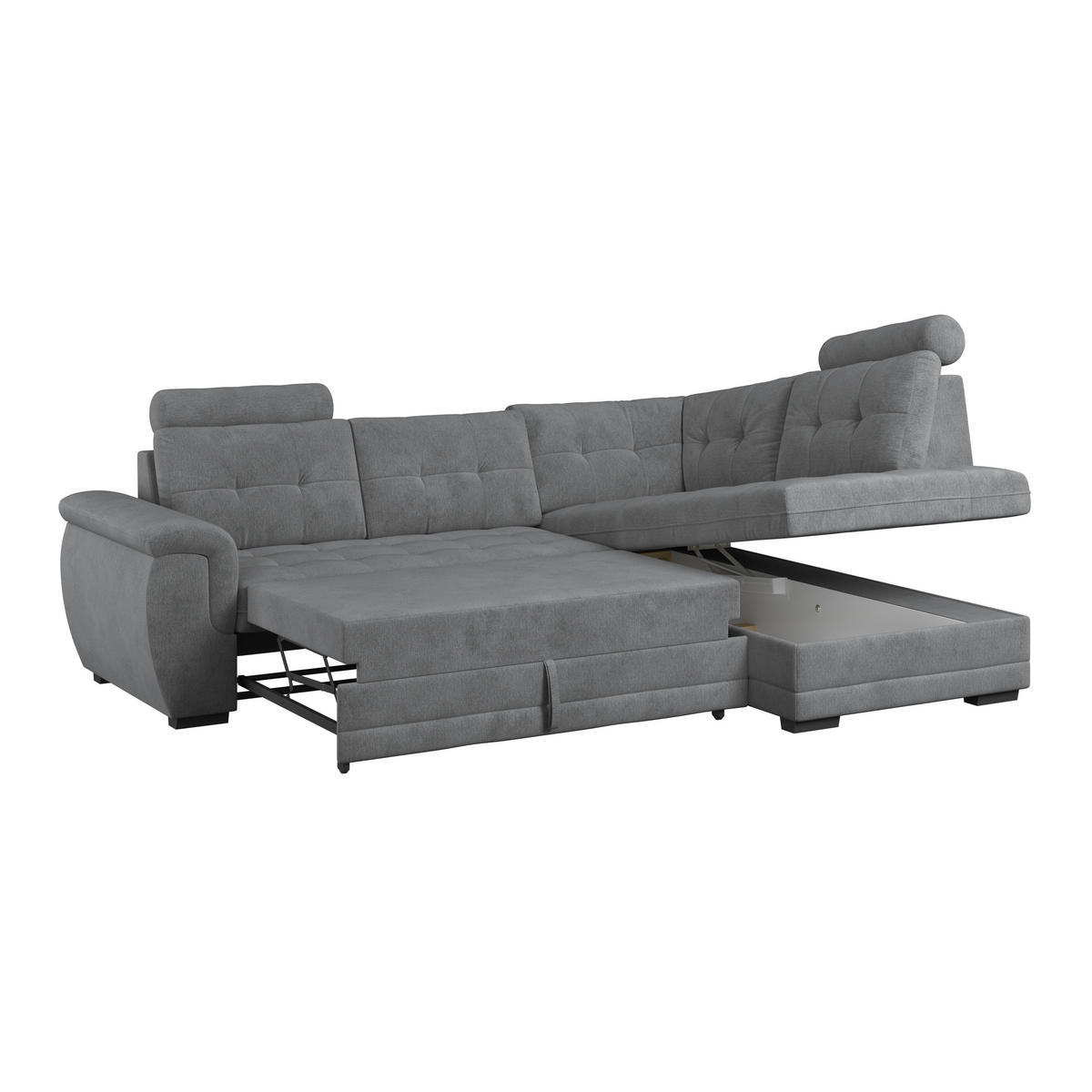 ECKSOFA FALCO NEW Anthrazit Mikrofaser, Struktur Bettkasten, Kopfstütze  - Anthrazit/Schwarz, KONVENTIONELL, Kunststoff/Textil (251/183cm) - MID.YOU
