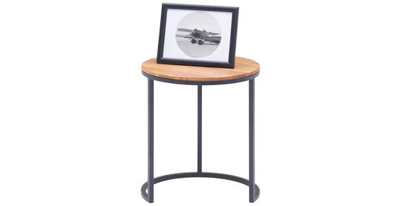 BEISTELLTISCH in Holz 39/39/51 cm  - Eichefarben/Schwarz, Design, Holz/Metall (39/39/51cm) - Johann Jakob