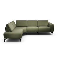 ECKSOFA Cosy Waldgrün Chenille  - Waldgrün/Schwarz, Design, Textil/Metall (193/256cm) - SENSOO