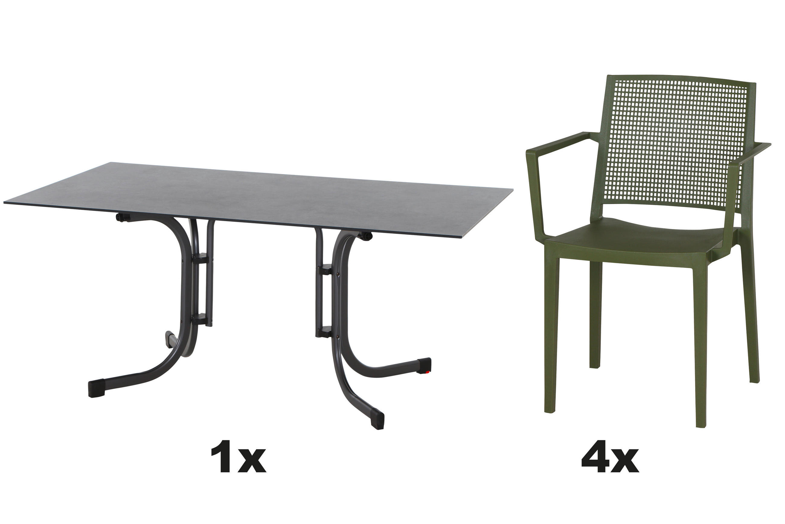 GARTENGARNITUR 5-teilig Stahl  - Grün, Basics, Kunststoff/Metall (90/80/160cm) - Siena Garden