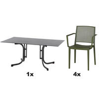 GARTENGARNITUR 5-teilig Stahl  - Grün, Basics, Kunststoff/Metall (90/80/160cm) - Siena Garden