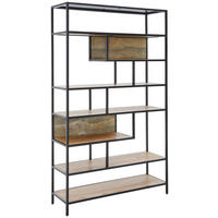 REGAL Akazie vollmassiv Grün, Schwarz, Akaziefarben  - Schwarz/Weiß, Design, Holz/Metall (120/201/38cm) - Livetastic