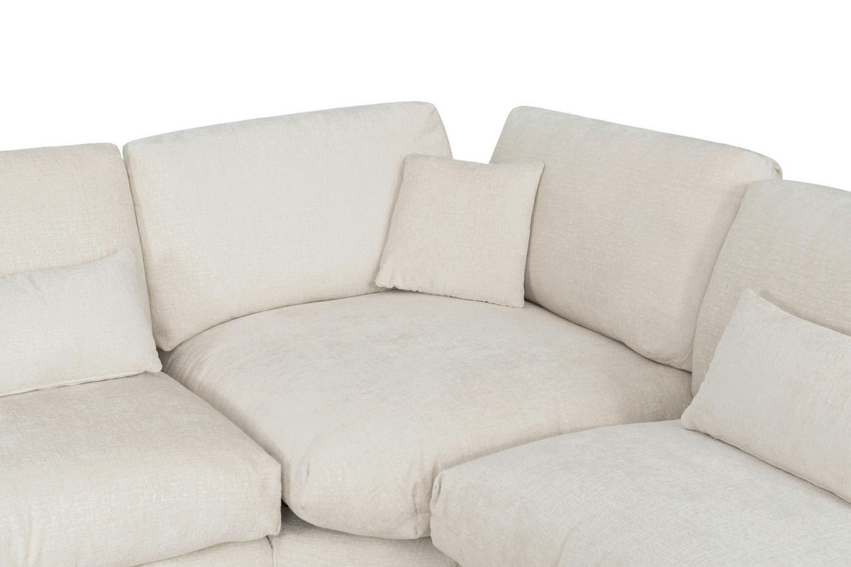 ECKSOFA Eckteil, einmalig seitenverkehrt montierbar  Weiß Webstoff  - Silberfarben/Weiß, MODERN, Textil/Metall (305/230cm) - Livetastic