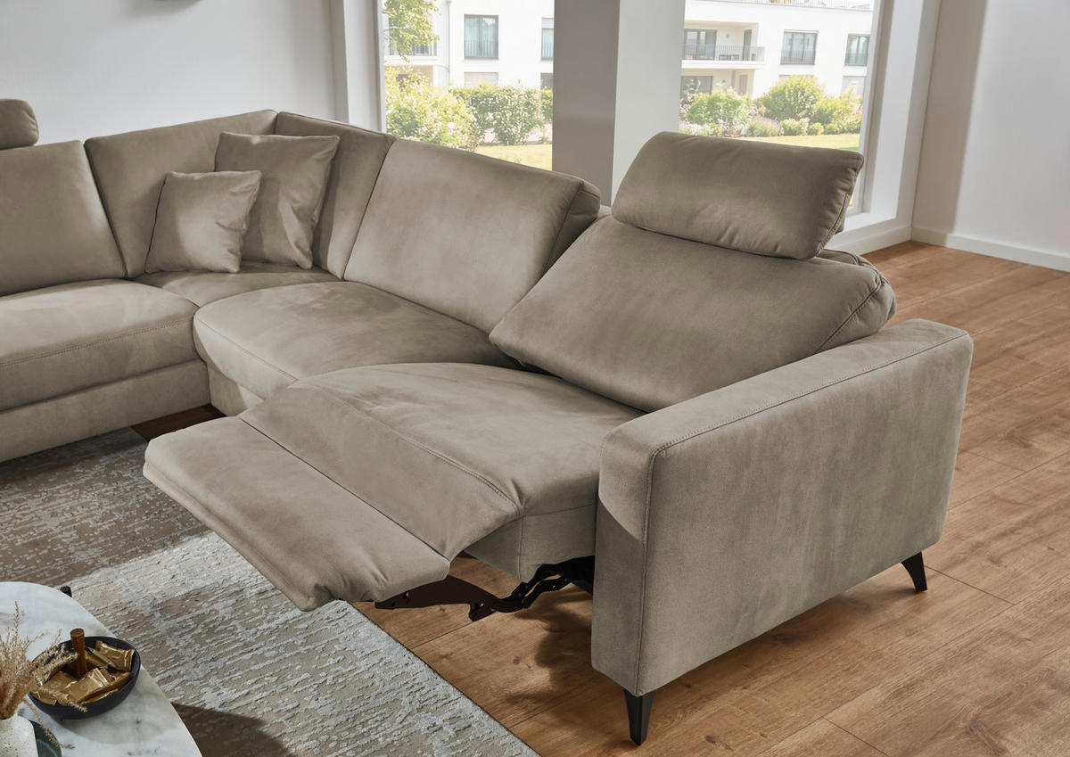 ECKSOFA Dieter Knoll Beigebraun Mikrofaser  - Beigebraun/Schwarz, Design, Textil/Metall (238/269cm) - Dieter Knoll