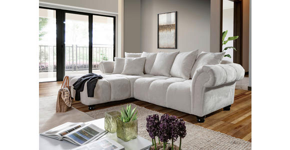 ECKSOFA  in Plüsch Weiß  190/288 cm  - Dunkelbraun/Weiß, KONVENTIONELL, Holz/Textil (190/288cm) - Carryhome