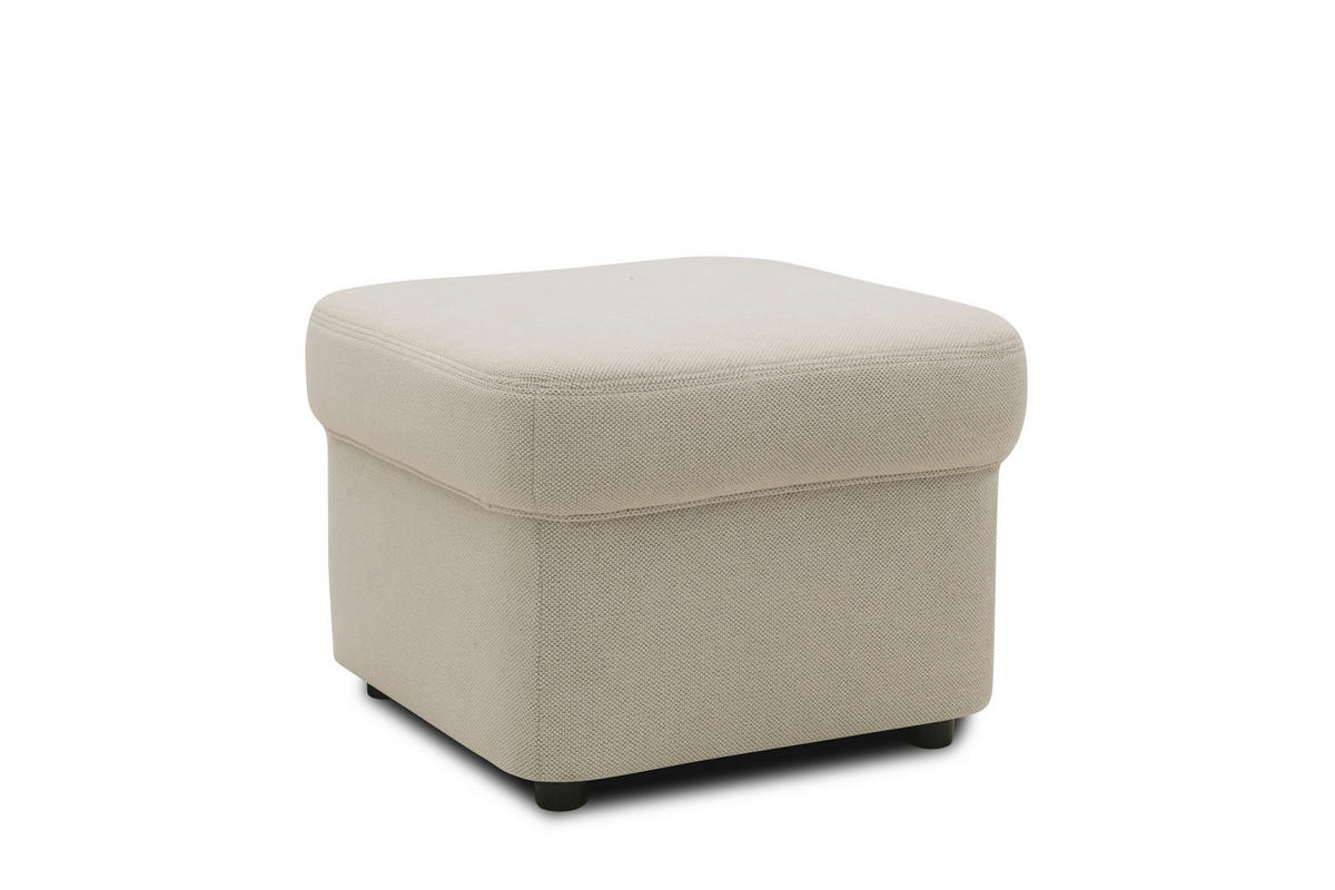 HOCKER FLORES FK Mikrofaser Creme  - Creme/Schwarz, KONVENTIONELL, Kunststoff/Textil (60/42/60cm) - MID.YOU