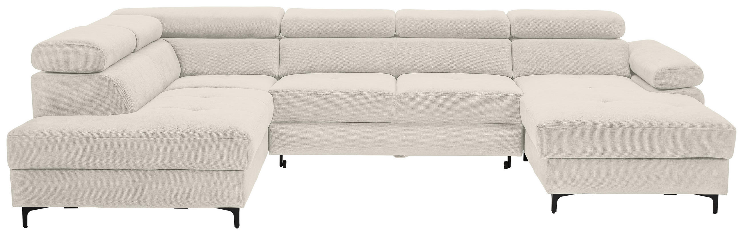 SOFFA i flatväv beige  - beige/svart, Modern, metall/textil (206/333/180cm) - Livetastic