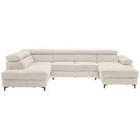 WOHNLANDSCHAFT inkl. Funktion Beige Flachgewebe  - Beige/Schwarz, MODERN, Textil/Metall (206/333/180cm) - Stylife