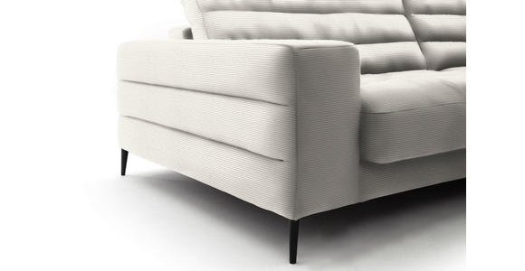 ECKSOFA in Cord Weiß  - Schwarz/Weiß, Design, Textil/Metall (296/207cm) - Dieter Knoll