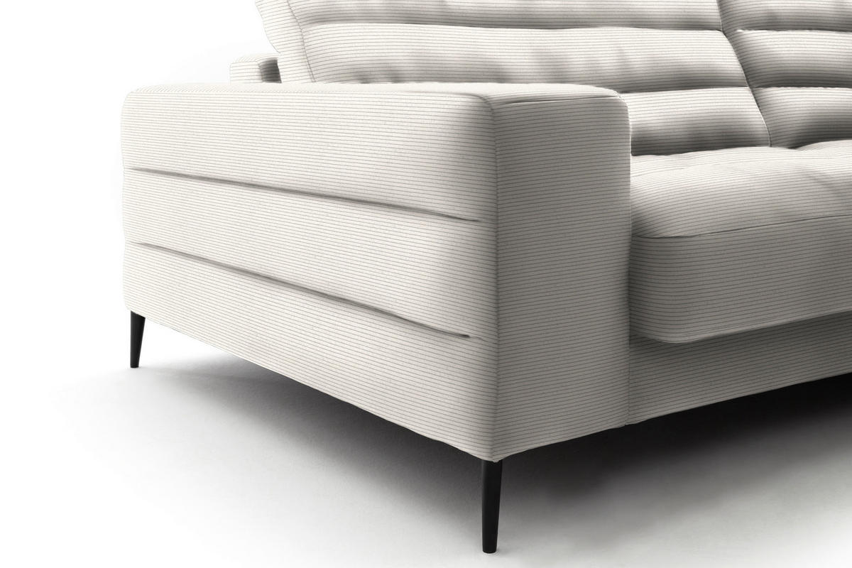 ECKSOFA in Cord Weiß  296/207 cm  - Schwarz/Weiß, Design, Textil/Metall (296/207cm) - Dieter Knoll