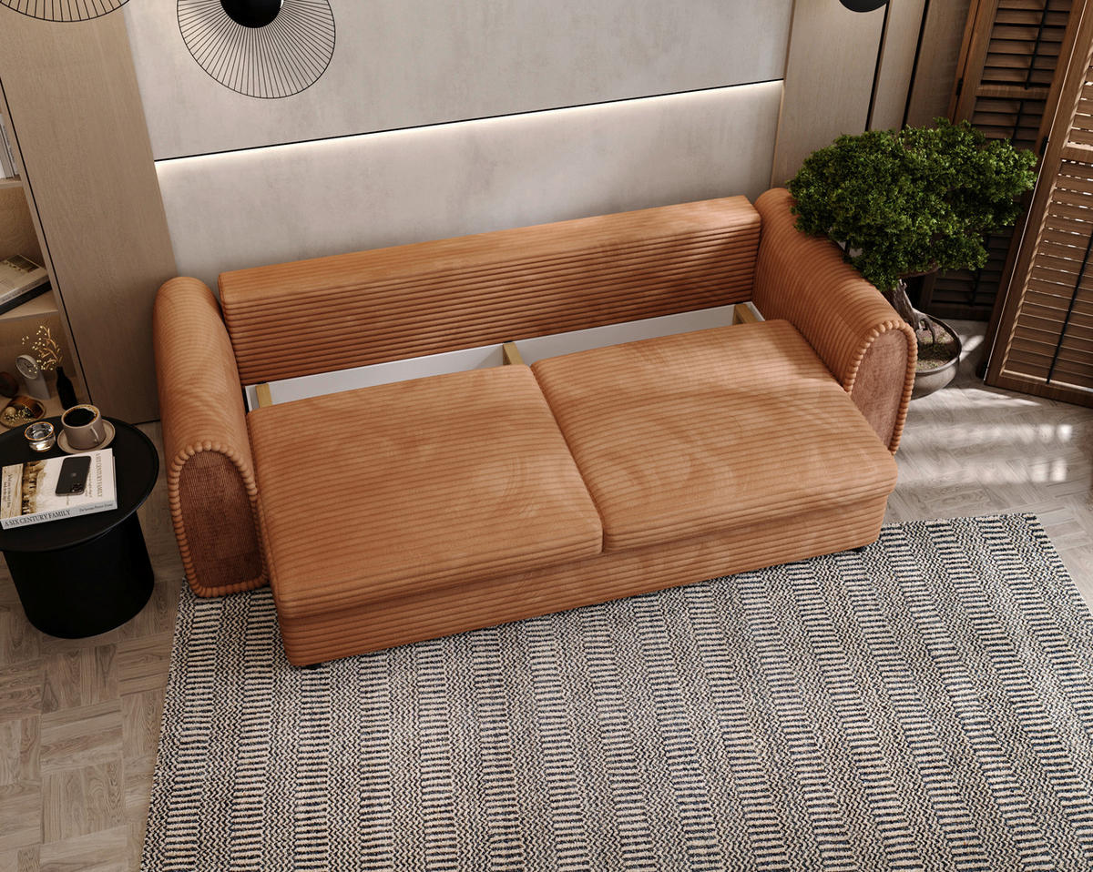 SCHLAFSOFA in Cord, Feincord Rostfarben, Hellbraun  - Hellbraun/Rostfarben, Konventionell, Kunststoff/Textil (240/83/116cm) - Carryhome