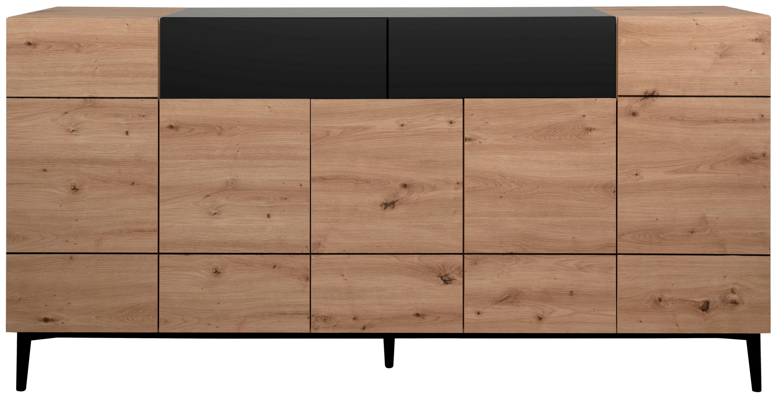 SIDEBOARD 180/90/42 cm Schwarz, Eichefarben  - Eichefarben/Schwarz, Konventionell, Holzwerkstoff/Kunststoff (180/90/42cm) - MID.YOU