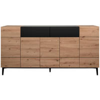 SIDEBOARD 180/90/42 cm Schwarz, Eichefarben  - Eichefarben/Schwarz, Konventionell, Holzwerkstoff/Kunststoff (180/90/42cm) - MID.YOU
