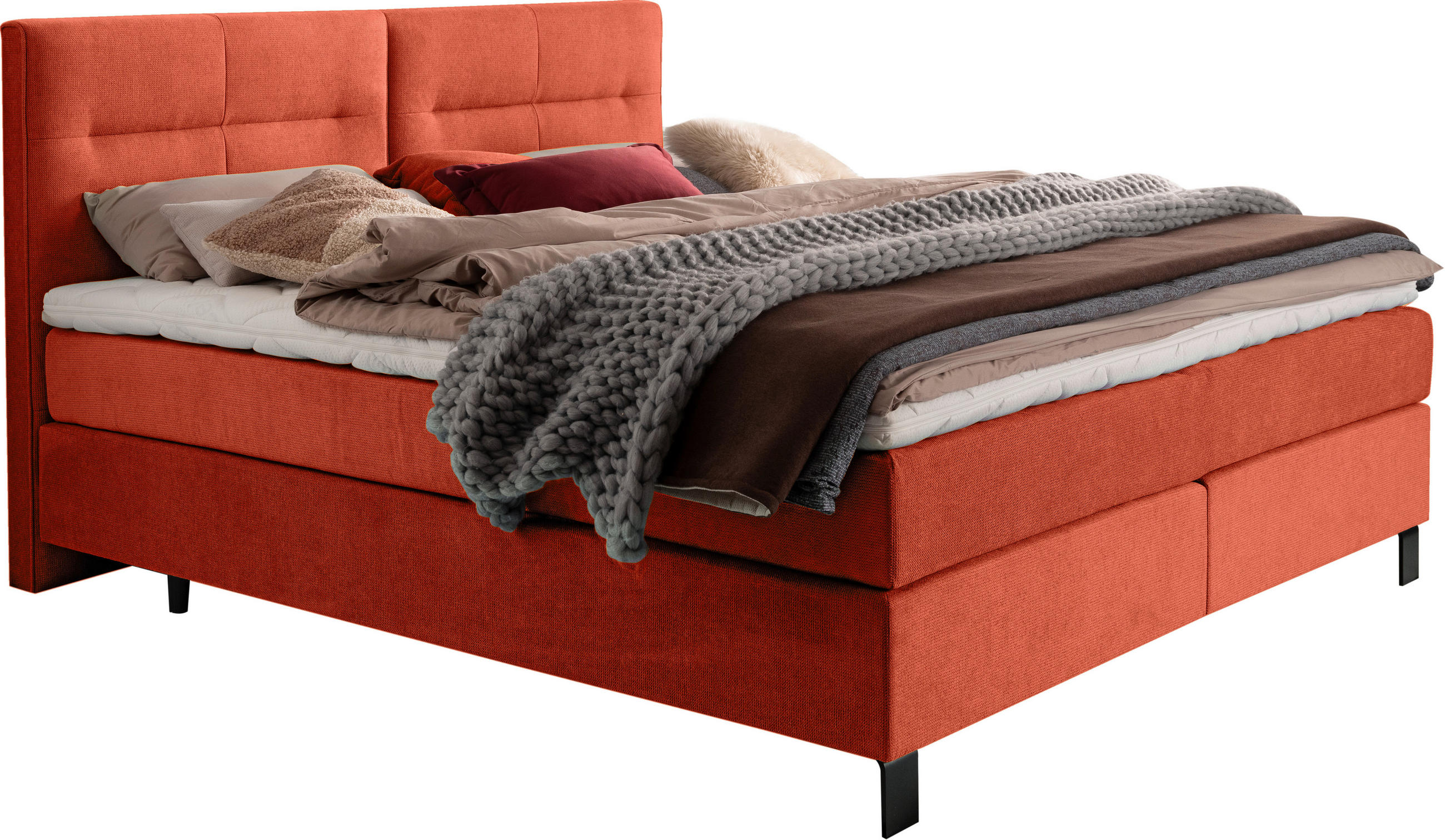 BOXSPRINGBETT 240/220 cm  in Orange  - Schwarz/Orange, Konventionell, Textil/Metall (240/220cm) - Esposa