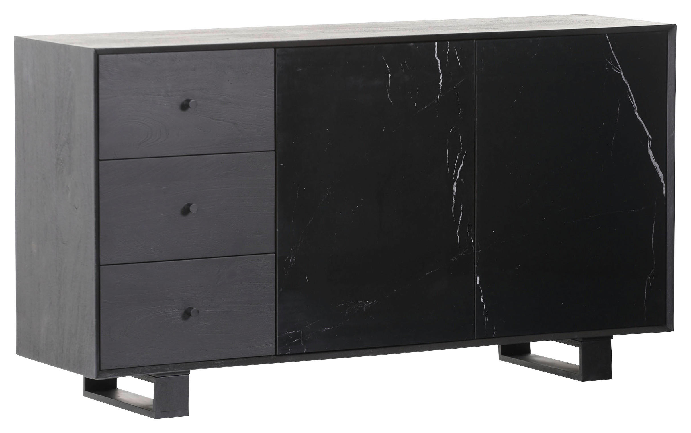 SIDEBOARD  in 145/80/42 cm  - Schwarz/Weiß, MODERN, Glas/Holz (145/80/42cm) - Livetastic