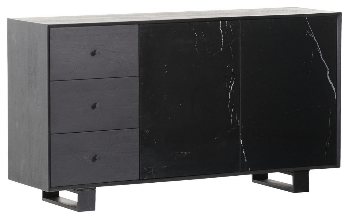 SIDEBOARD  in 145/80/42 cm  - Schwarz/Weiß, MODERN, Glas/Holz (145/80/42cm) - Livetastic
