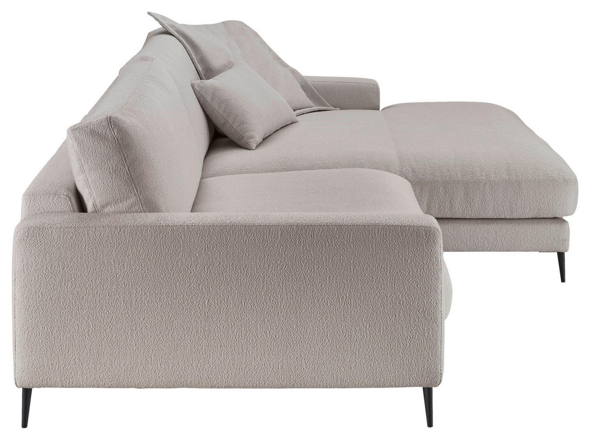 ECKSOFA in Flachgewebe Hellgrau  - Hellgrau/Schwarz, Design, Textil/Metall (272/190cm) - Lomoco
